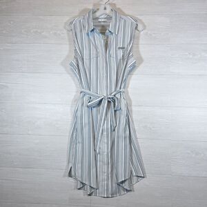 Columbia PFG Shirtdress Sleeveless Fishing Outdoor Blue & Stripped Women M